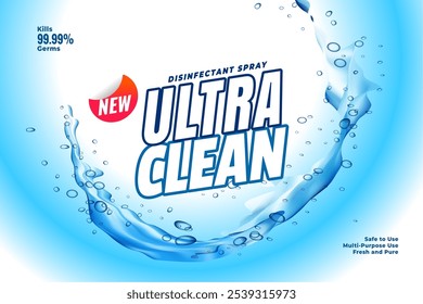 ultra clean detergent powder ad label design vector