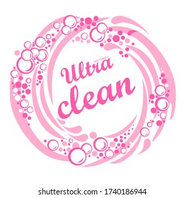 Ultra clean. Soap design product. Soap wash background. Laundry detergent package design. Toilet or bathroom tub cleanser. Washing machine soap powder. Packaging template. Antibacterial soap. 