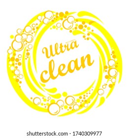 Ultra clean. Soap design product. Soap wash background. Laundry detergent package design. Toilet or bathroom tub cleanser. Washing machine soap powder. Packaging template. Antibacterial soap. Vector