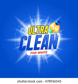 Ultra Clean Template For White Wash, Laundry Detergent, Package Design For Washing Powder & Liquid Detergents. Cleaning Service