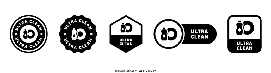 Ultra Clean - vector signs for cleaning product information label.