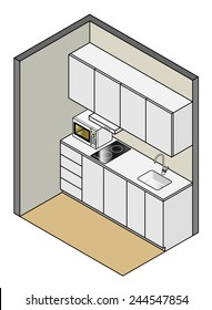 A ultra compact kitchen.