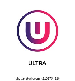 Ultra Cryptocurrency token icon. UOS token symbol. Cryptocurrency vector icon. Flat Vector illustration - Vector