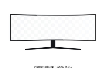 Ultra Curved Gaming 4K flat screen lcd or oled, plasma realistic, White blank HD monitor mockup, Modern video panel white flatscreen on isolated white background.