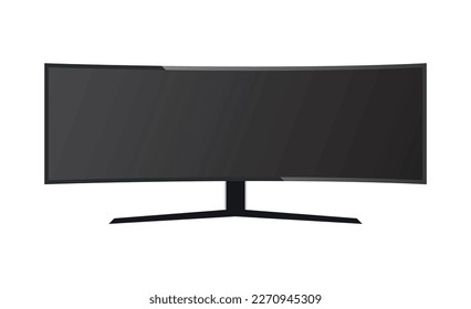 Ultra Curved TV 4K flat screen lcd or oled, plasma realistic, White blank HD monitor mockup, Modern video panel white flatscreen on isolated white background.