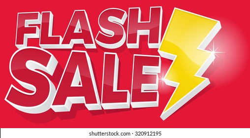 Ultra Dynamic 3D Flash Sale Sign with Bright Yellow Lightening Bolt.