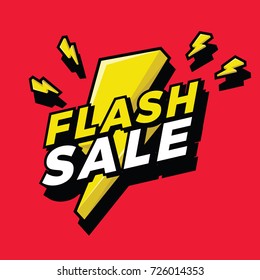 Ultra Dynamic 3D Flash Sale Sign with Bright Yellow Lightening Bolt.