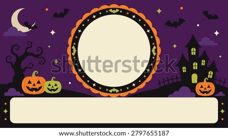 Ultra Flat Halloween Haunted House Banner With Round Frame