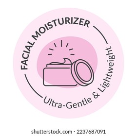 Ultrasanfter und leichter Gesichtsfeuchter. Hautpflege und Behandlung für Frauen, Gesichtsbeauty und Behandlungen für Wellness. Etikett oder Emblem für Verpackung, Banner oder Logo. Vektorgrafik im Flachstil