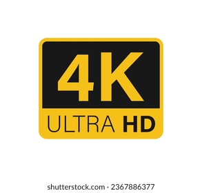 Ultra hd and 4k symbol, 4k uhd tv sign of high definition monitor display resolution standart concept on white background flat vector illustration.