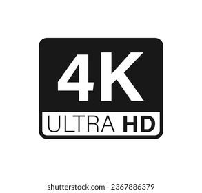 Ultra hd and 4k symbol, 4k uhd tv sign of high definition monitor display resolution standart concept on white background flat vector illustration.