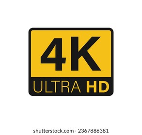 Ultra hd and 4k symbol, 4k uhd tv sign of high definition monitor display resolution standart concept on white background flat vector illustration.