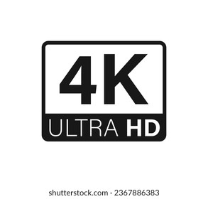 Ultra hd and 4k symbol, 4k uhd tv sign of high definition monitor display resolution standart concept on white background flat vector illustration.