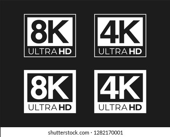 Ultra HD 8K and 4K Logo Set
