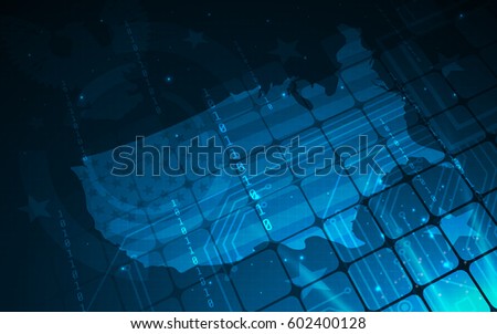 Ultra HD Blue Abstract Sci Fi United States Of America Map Wallpaper Suitable for Application, Desktop, Banner Background, Print Backdrop and Other Print and Digital Work Related 