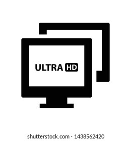 Ultra HD computer monitor icon vector black color design