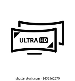 Ultra HD computer monitor icon vector black color design