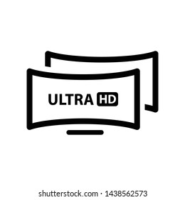 Ultra HD computer monitor icon vector black color design