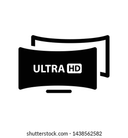 Ultra HD computer monitor icon vector black color design