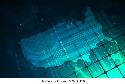 Ultra HD Indigo Abstract Sci Fi United States Of America Map Wallpaper Suitable for Application, Desktop, Banner Background, Print Backdrop and Other Print and Digital Work Related 
