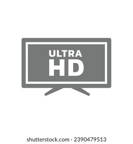 Ultra HD tv screen vector icon. High definition television monitor resolution.