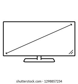 Ultra high definition widescreen display. Vector outline icon isolated on white background.