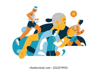 Ultra Marathon Running Events Vector Illustration