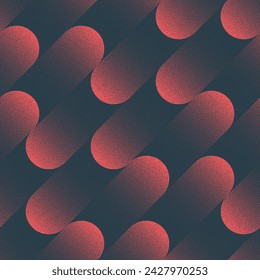 Ultra Modern Dynamic Stripes Seamless Pattern Trend Vector Red Abstract Background. Eye Catching Halftone Art Illustration for Textile. Endless Graphic Repetitive Abstraction Wallpaper Dotwork Texture