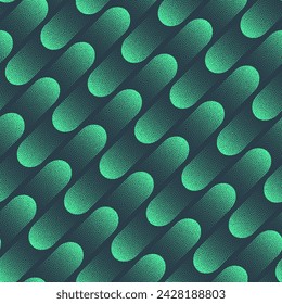 Ultra Modern Dynamic Stripes Seamless Pattern Trend Vector Turquoise Abstract Background. Half Tone Art Illustration for Textile. Endless Graphic Repetitive Abstraction Wallpaper Dot Work Texture