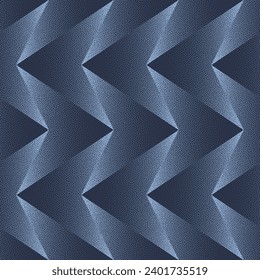 Ultra Modern Graphic Vector Seamless Pattern Trend Dark Blue Abstract Background. Endless Abstraction For Textile Print. Rhythm Concept Loopable Wallpaper. Dot Work Texture. Halftone Art Illustration