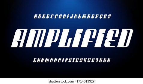 An ultra modern slanted geometric alphabet. This font has unique streamlined design effects. A perfect lettering style for futuristic or tech applications.