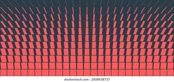Ultra Modern Symmetrical Geometry Transition Effect Vector Red Black Abstract Background. Dynamic Transformation of Particles Pattern Digital Art Graphic Illustration. Visually Striking Wallpaper