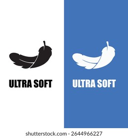 Ultra Soft Feather Icon  Minimalist Comfort Symbol Logo Design for Fabric, Tissue, or Hygiene Product Branding Soft and Gentle label. Soft and gentle illustration for product packaging logo, sign, 
