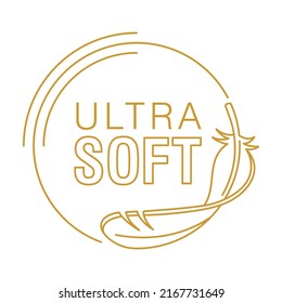 Ultra Soft Icon For Toilet Paper, Napkins, Towel Or Woman Hygiene. Feather In Circle And Thin Line