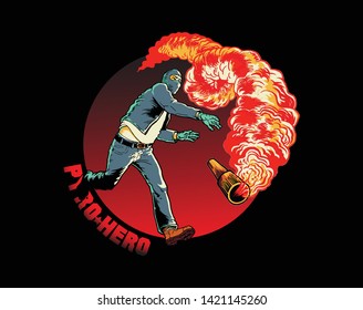 Ultra Sport Supporter Wearing Masked Throwing Flare T Shirt Illustration