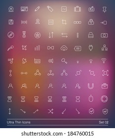 Ultra thin icons pack. Simple line icons. Thin Icons Set 02.