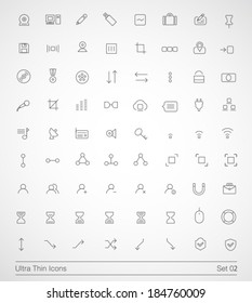 Ultra thin icons. Simple line icons on white background. Thin Icons Set 02.