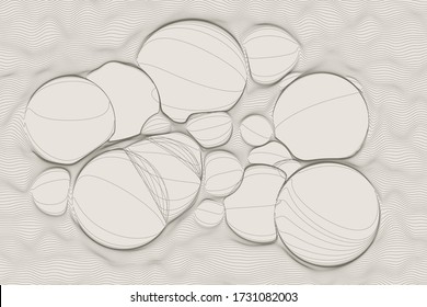 Ultra thin line bubble fluid geometry. Dynamic vector spherical distorted surface. Digital fractal 3d foam. Minimalistic graphics on white background.