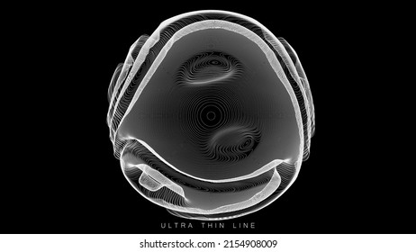Ultra thin line fluid geometry. Dynamic vector distorted spheres.
