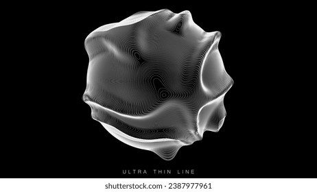 Ultradünne Geometrie der Flüssigkeit. Dynamisch vektorverzerrte Kugeln.
