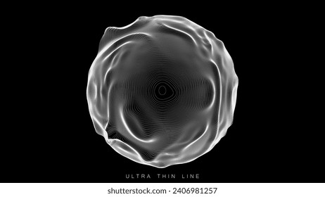 Geometría de fluido de línea ultrafina. Esferas distorsionadas vectoriales dinámicas.