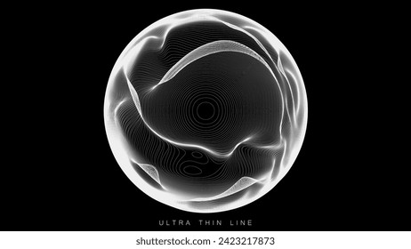 Geometría de fluido de línea ultrafina. Esferas distorsionadas vectoriales dinámicas.