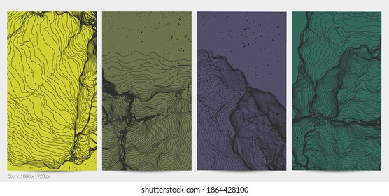 Ultra thin line net shape. Abstract 3D computer modeling science geometry. Futuristic sound wave interacting with random particles. Mold growing texture on flat earthly colored background.