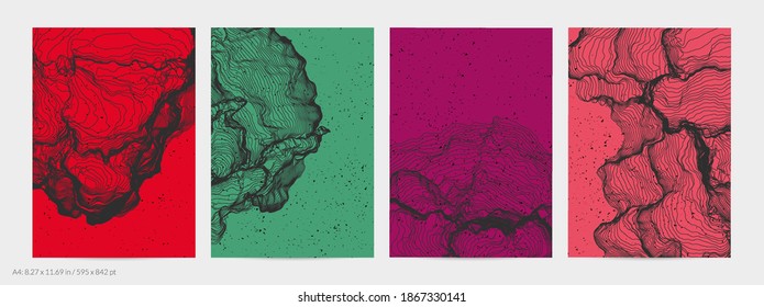 Ultra thin line net shape. Abstract 3D computer modeling science geometry. Futuristic sound wave interacting with random particles. Mold growing texture on flat earthly colored background.