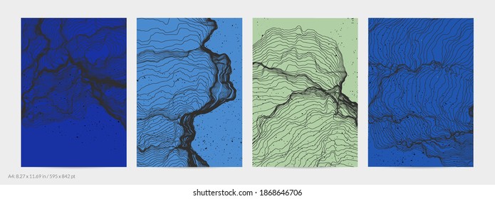 Ultra thin line net shape. Abstract 3D computer modeling science geometry. Futuristic sound wave interacting with random particles. Mold growing texture on flat earthly colored background.