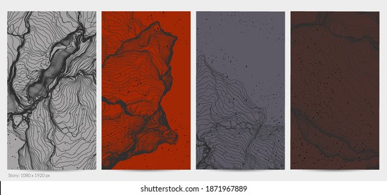 Forma de red de línea ultrafina. Resumen de geometría de modelado de computadora 3D. Ola de sonido futurista que interactúa con partículas aleatorias. Textura de cultivo de moho en fondo plano de color terrenal.