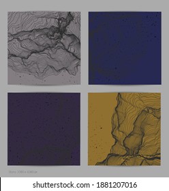 Ultra dünne Netzform. Abstrakte 3D-Computermodellierung der Wissenschaftsgeometrie. Futuristische Schallwelle, die mit zufälligen Teilchen interagiert. Mühselige, wachsende Textur auf flachem irdischem Hintergrund.