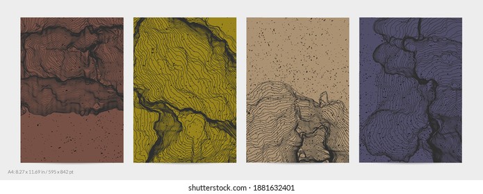 Ultra thin line net shape. Abstract 3D computer modeling science geometry. Futuristic sound wave interacting with random particles. Mold growing texture on flat earthly colored background.