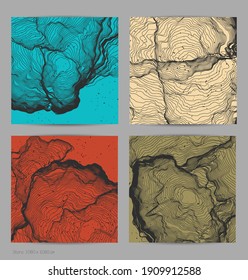 Ultra thin line net shape. Abstract 3D computer modeling science geometry. Futuristic sound wave interacting with random particles. Mold growing texture on flat earthly colored background.