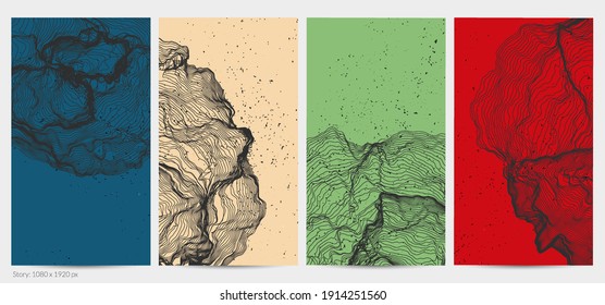 Ultra thin line net shape. Abstract 3D computer modeling science geometry. Futuristic sound wave interacting with random particles. Mold growing texture on flat earthly colored background.